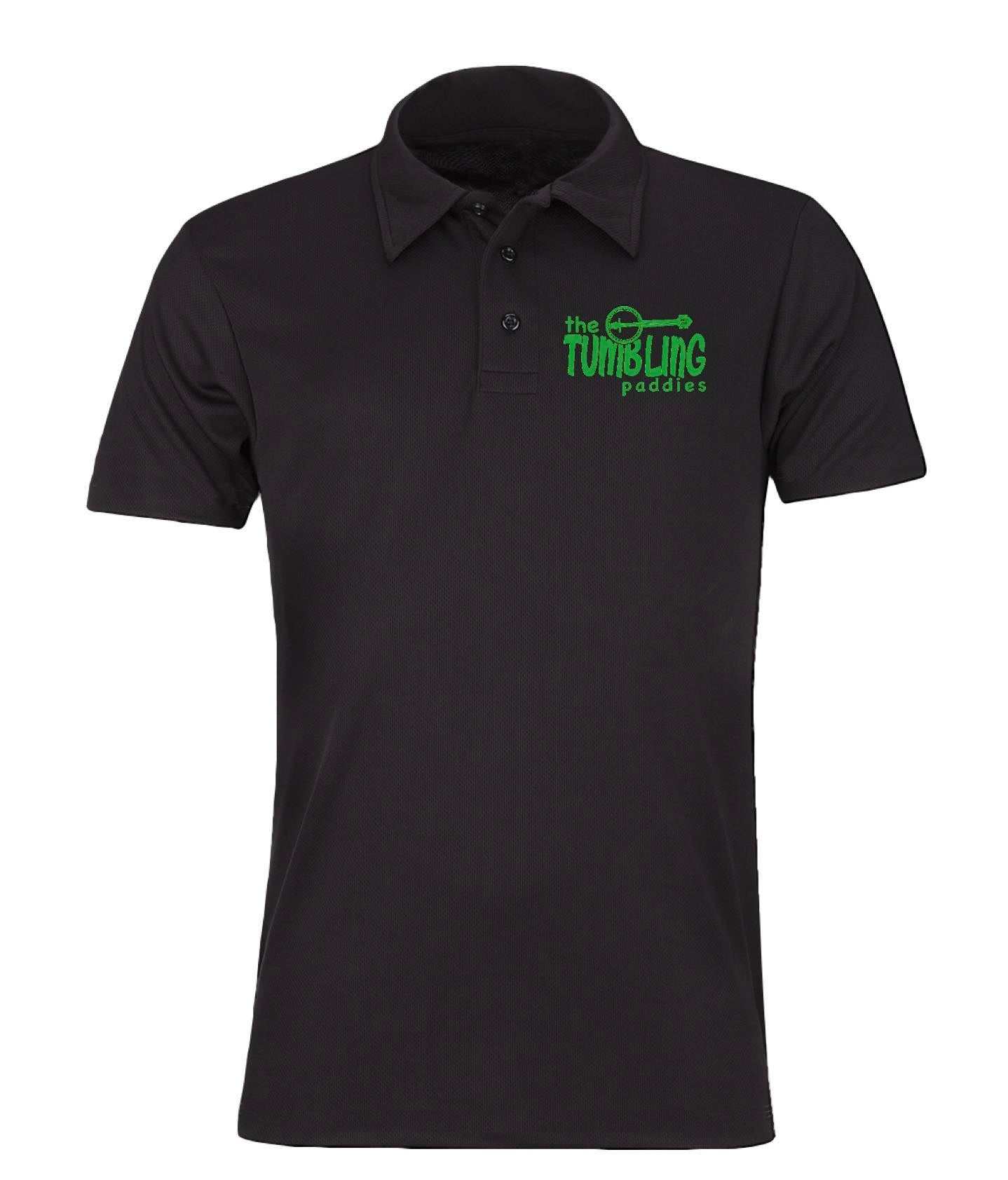 Tumbling Paddies Black Polo Top